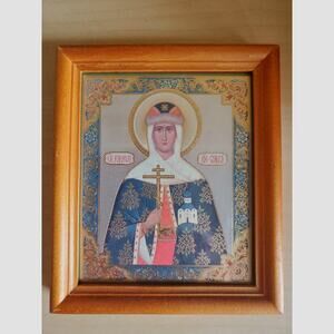 Holy Great Princess Olga Wooden Board Prayer Icon 5.25 x 6.25